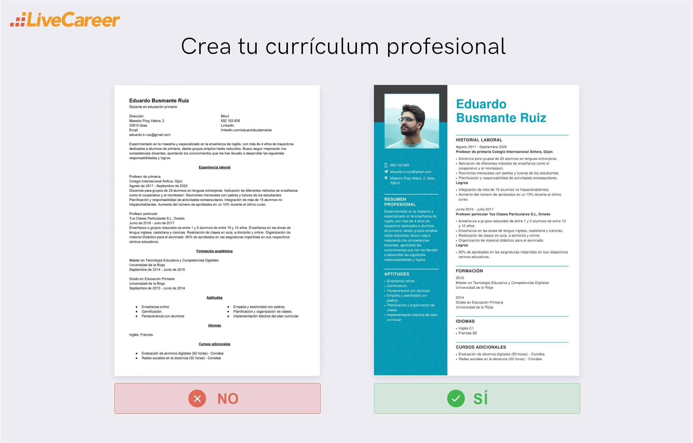 Modelo Curriculum Vitae Profesor De Espanol Livecareer