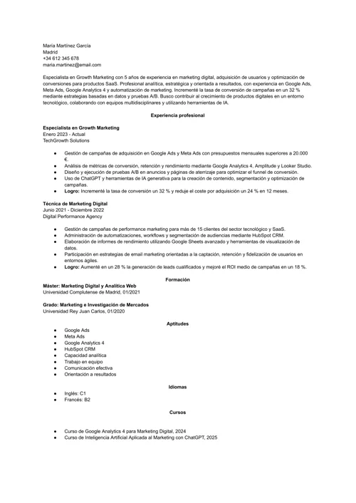 Currículum para pasar los filtros de la IA